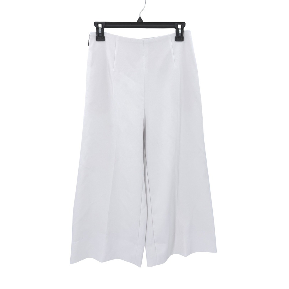 Elise White Wide Leg Culottes High Waisted Side Zip Pants Size M EU 36